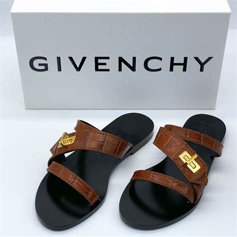 givenchy eden croc-embossed leather slides|givenchy fur slides.